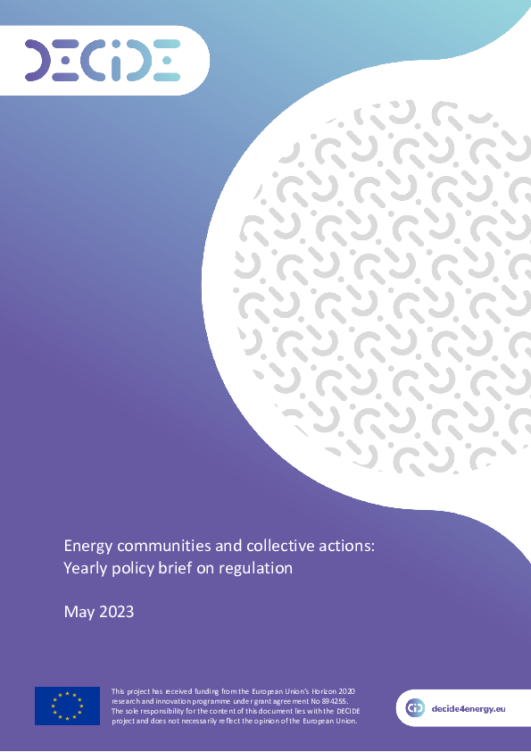 Energy communities and collective actions: Yearly policy brief on regulation